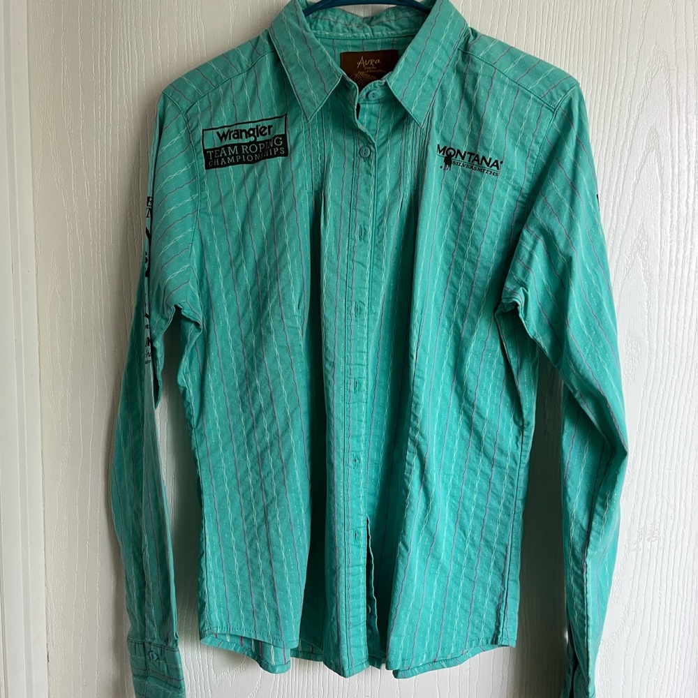 Turquoise long sleeve western shirt